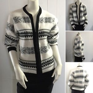 Vintage Norwegian full zip cardigan sweater